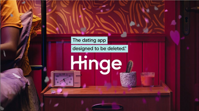 Hinge’s first ad campaign, “the dating app designed to be deleted.” Source: Hinge (2019)